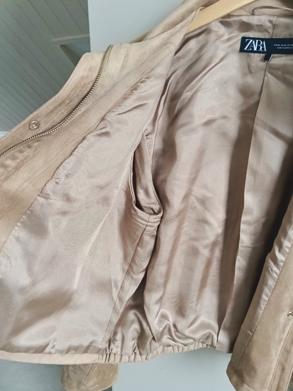 ZARA FAUX SUEDE HIGH-NECK BOMBER JACKET US XL - NWOT - Picture 15 of 16